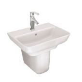 Kohler Trace Wall Mount Half Pedestal Basin With Single Faucet Hole In White White (K-33933In-0)