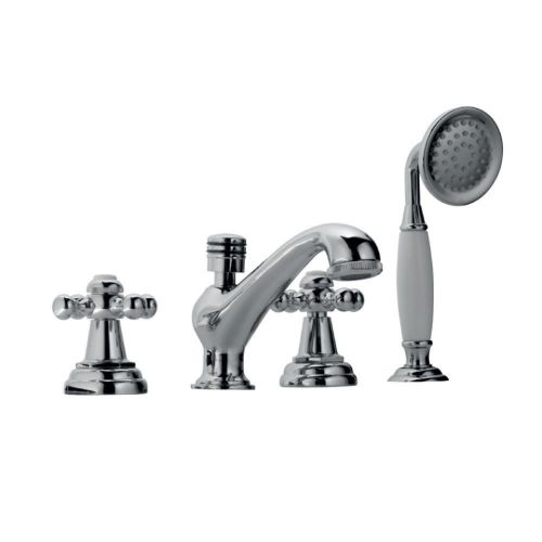 Jaquar Queens 4-Hole Bath Tub Mixer Consisting Of 2 No. Control Cocks, 1 Spout, 1 Telephone Shower With 8Mm Dia. & 1.5M Long Flexible Tube