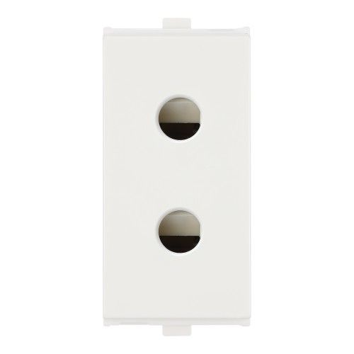 Roma Penta 6A 2 Pin Round Socket with Shutter - White 1 M