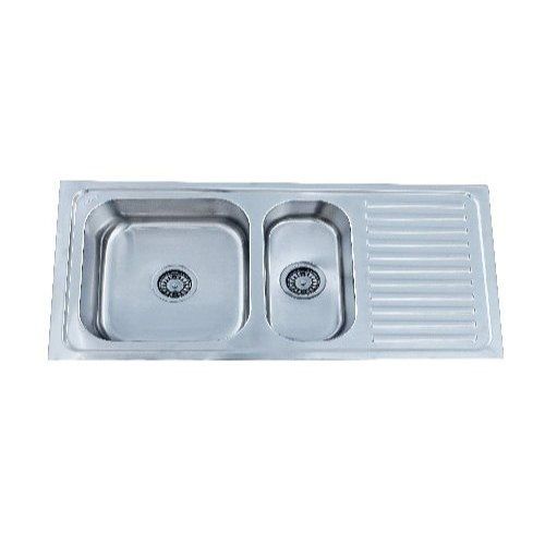 Futura Dura Veg Double Bowl Kitchen Sink 40x20x8 - with Drainer  Satin