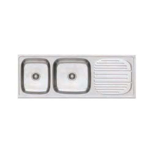 Franke 621 CX Omni 55x20 (1379x504) Double Bowl with Drain Board Stainless Steel Sink