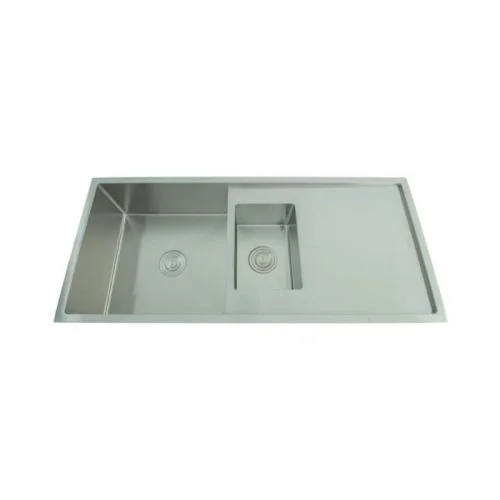 Futura Hand Made Kitchen Sink Double Bowl with drain 45 x 20 - BRUSH