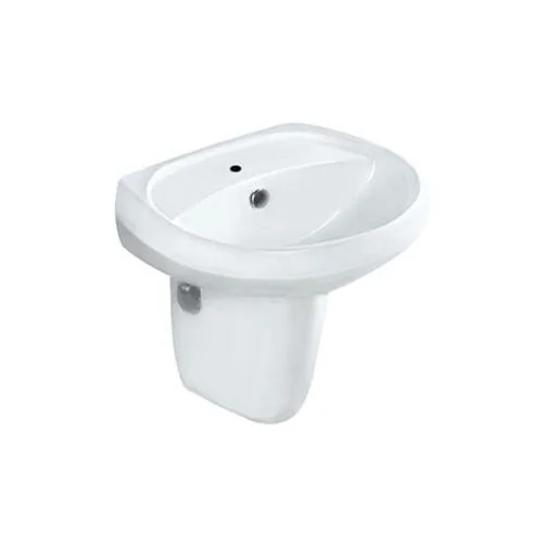 Jaquar Solo Wall Hung Basin With Half Pedestal (SLS-WHT-6801 + SLS-WHT-6305)
