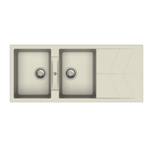 Carysil Jazz 200 Quartz Double Bowl Kitchen Sink with Drainer- Champagne