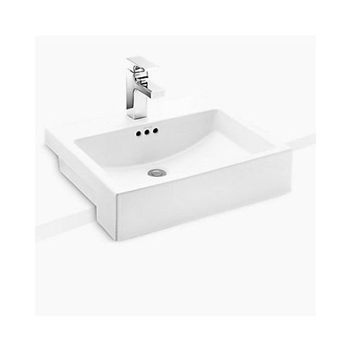 Kohler Ladena Semi-Recessed Lavatory With Single Faucet Hole In White (K-729071-0)