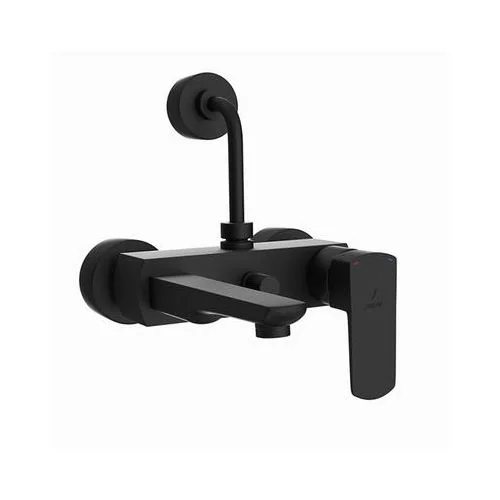 Jaquar Kubix Prime Single Lever Wall Mixer With Provision For Overhead Shower With 115Mm Long Bend Pipe On Upper Side, Connecting Legs & Wall Flanges Black Matt