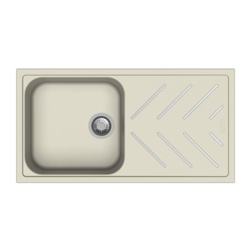 Carysil Beethovn Steel Inlays Quartz Single Bowel Sink with Drainer- Champagne