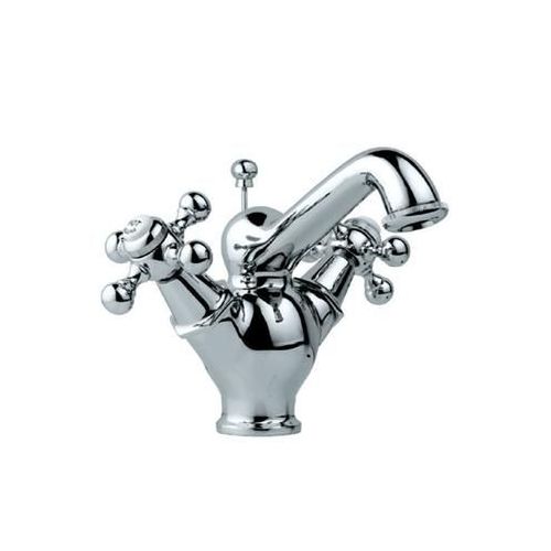 Jaquar Queens Central Hole Basin Mixer With Regular Spout With Popup Waste System With 450Mm Long Braided Hoses