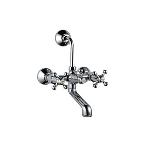 Jaquar Queens Wall Mixer With Provision For Overhead Shower With 115Mm Long Bend Pipe On Upper Side, Connecting Legs & Wall Flanges