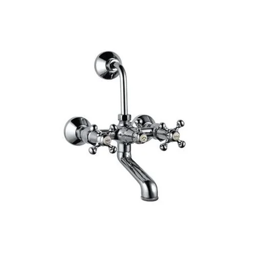 Jaquar Queens Wall Mixer With Provision For Overhead Shower With 115Mm Long Bend Pipe On Upper Side, Connecting Legs & Wall Flanges