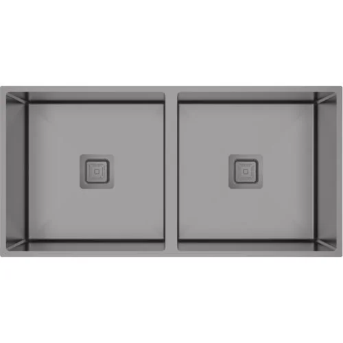Carysil Micro Radius R10 Double Bowl PVD Gun Metal Kitchen Sink 34"x17"x8"- Matt Finish