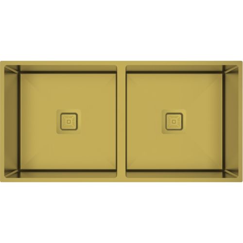Carysil Micro Radius R10 Double Bowl PVD Gold Kitchen Sink 34"x17"x8"- Matt Finish