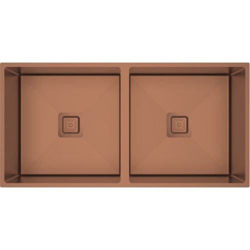 Carysil Micro Radius R10 Double Bowl PVD Rose Gold Kitchen Sink 34"x17"x8"- Matt Finish