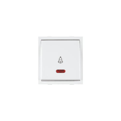 Roma White, 10A, Bell Push  Switch With Neon