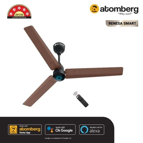 Atomberg Renesa Smart 1200 mm BLDC Ceiling Fan with IoT-Brown and Black