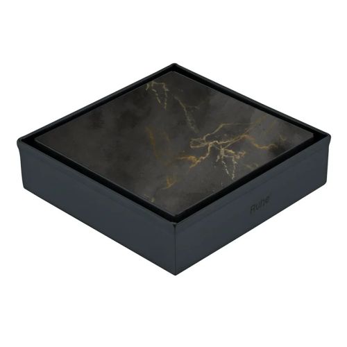 Ruhe Tile-Insert Shower Drain Channel (5 x 5 Inches) Black