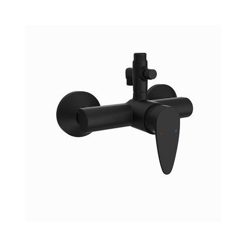 Jaquar Vignette Prime Single Lever Exposed Shower Mixer With Provision For Connection To Exposed Shower Pipe & Hand Shower With Connecting Legs & Wall Flanges Black Matt