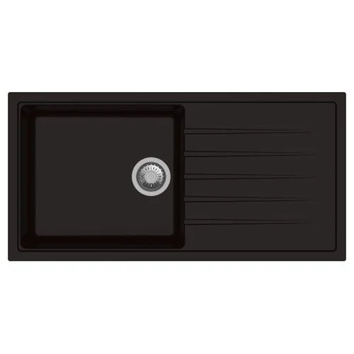 Carysil Vivaldi D100 L 40 x 20 Inch Espresso Quartz Single Bowl Kitchen Sink with Drainer