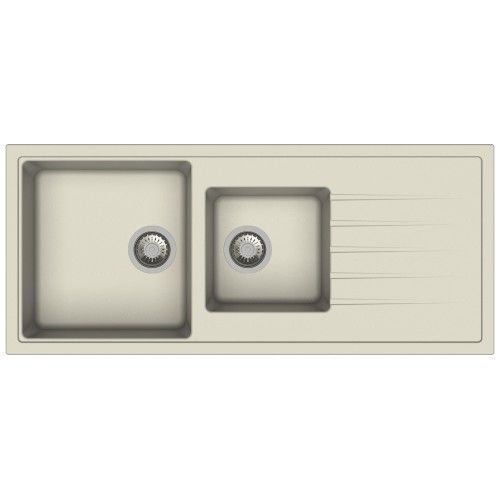 Carysil Vivaldi Quartz Double Bowl Sink with Drain Board 46"x20"- Champagne