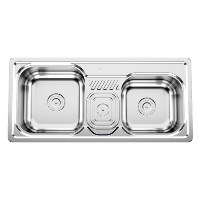 Cera Zion Satin Finish Double Bowl Sink With Drain Board Online Wholesale Price Irely In Bangalore