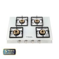 Hindware Lorenzo White 4B Glass Cooktop