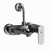 Jaquar Kubix Prime Single Lever Wall Mixer With Provision For Overhead Shower With 115Mm Long Bend Pipe On Upper Side, Connecting Legs & Wall Flanges Black Chrome