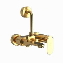 Jaquar Opal Prime Single Lever Wall Mixer 3-In-1 System With Provision For Both Hand Shower And Overhead Shower Complete With 115Mm Long Bend Pipe, Connecting Legs & Wall Flange (Without Hand & Overhead Shower) Full Gold