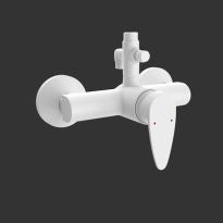 Jaquar Vignette Prime Single Lever Exposed Shower Mixer With Provision For Connection To Exposed Shower Pipe & Hand Shower With Connecting Legs & Wall Flanges White Matt