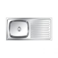 Nirali Bg Elegance 304 Stainless Steel Kitchen Sink Single Bowl with Drain Board Satin