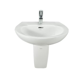 Cera Concord Wall Hung Wash Basin With Half Pedestal Snow-White