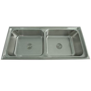 Futura Dura Double Bowl Kitchen Sink 37x18x8 - Satin