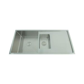 Futura Hand Made Kitchen Sink Double Bowl with drain 45 x 20 - BRUSH