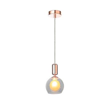 Jaquar 1 Light clear globe glass with rose gold finish pendant