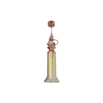 Jaquar 1 Light Cognac Glass with Copper finishing Pendant (DPN-COG-SL1216S)