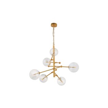 Jaquar 6 Light Clear Glass with Brushed Brass finishing Chandelier (DCH-BRS-SL1260S1)