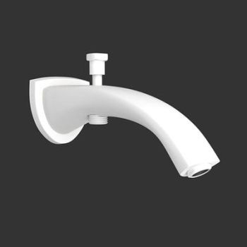 Jaquar Bath Tub Spout With Button Attachment For Hand Shower With Wall Flange White Matt