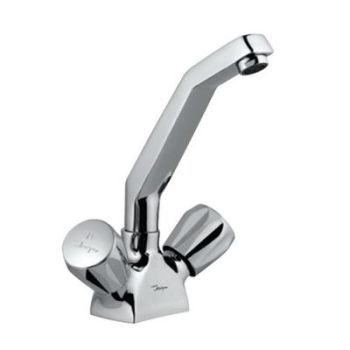 Jaquar Continental Sink Mixer With Raised J Shaped Swinging Spout (Table Mounted Model) With 450Mm Long Braided Hoses