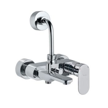 Jaquar Opal Prime Single Lever Wall Mixer 3-In-1 System With Provision For Both Hand Shower And Overhead Shower Complete With 115Mm Long Bend Pipe, Connecting Legs & Wall Flange (Without Hand & Overhead Shower) Chrome