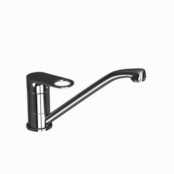 Jaquar Ornamix Prime Single Lever Sink Mixer With Swinging Spout (Table Mounted) With 450Mm Long Braided Hoses Black Chrome