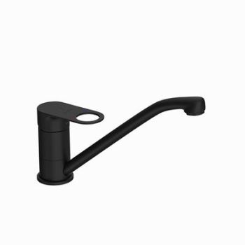 Jaquar Ornamix Prime Single Lever Sink Mixer With Swinging Spout (Table Mounted) With 450Mm Long Braided Hoses Black Matt