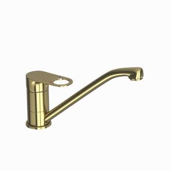 Jaquar Ornamix Prime Single Lever Sink Mixer With Swinging Spout (Table Mounted) With 450Mm Long Braided Hoses Dust Gold