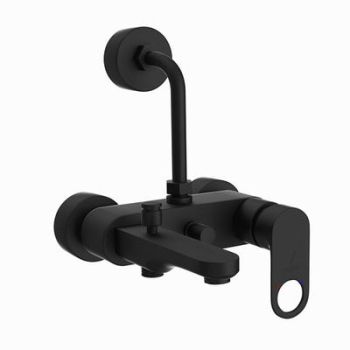 Jaquar Ornamix Prime Single Lever Wall Mixer 3-In-1 System With Provision For Both Hand Shower And Overhead Shower Complete With 115Mm Long Bend Pipe, Connecting Legs & Wall Flange (Without Hand & Overhead Shower) Black Matt