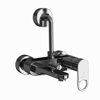 Jaquar Ornamix Prime Single Lever Wall Mixer With Provision For Overhead Shower With 115Mm Long Bend Pipe On Upper Side, Connecting Legs & Wall Flanges Black Chrome