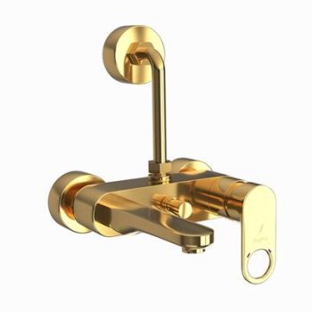Jaquar Ornamix Prime Single Lever Wall Mixer With Provision For Overhead Shower With 115Mm Long Bend Pipe On Upper Side, Connecting Legs & Wall Flanges Full Gold