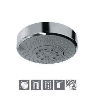 Jaquar Overhead Shower 120Mm Round Shape Multi Flow With Cascade Effect (Abs Body Chrome Plated With Gray Face Plate) With Rubit Cleaning System