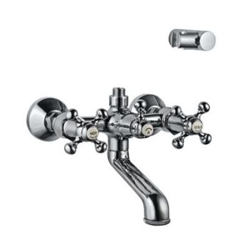 Jaquar Queens Wall Mixer With Connector For Hand Shower Arrangement With Connecting Legs, Wall Flanges & Wall Bracket For Hand Shower