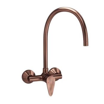 Jaquar Vignette Prime Single Lever Sink Mixer With Swinging Spout On Upper Side (Wall Mounted Model) With Connecting Legs & Wall Flanges Antique Copper