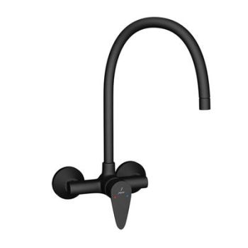 Jaquar Vignette Prime Single Lever Sink Mixer With Swinging Spout On Upper Side (Wall Mounted Model) With Connecting Legs & Wall Flanges Black Matt