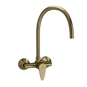 Jaquar Vignette Prime Single Lever Sink Mixer With Swinging Spout On Upper Side (Wall Mounted Model) With Connecting Legs & Wall Flanges Gold Dust