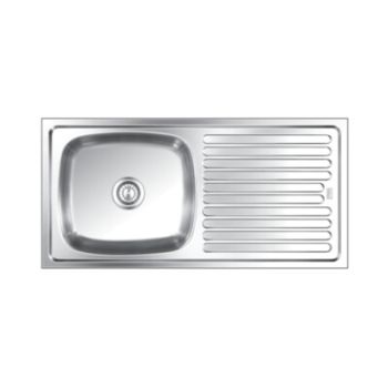 Nirali Bg Elegance 304 Stainless Steel Kitchen Sink Single Bowl with Drain Board Satin